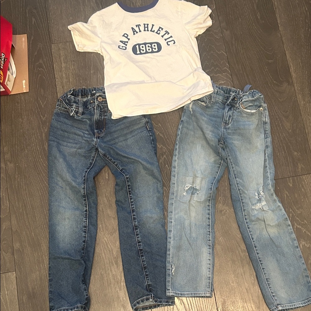 GAP Kids White and Blue Athletic Tee